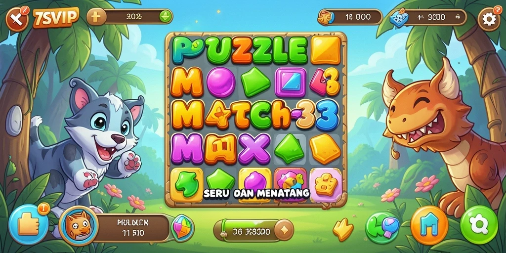 Screenshot permainan 7SVIP yang menampilkan keseruan gameplay Match-3.