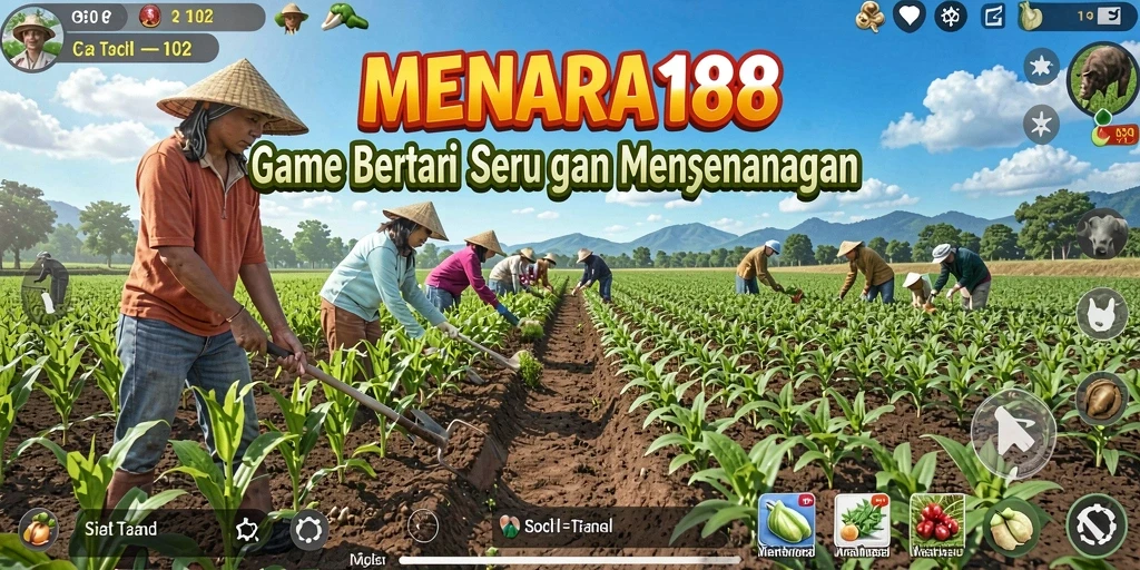 Tampilan seru gameplay Farming di MENARA188 dengan kebun yang subur.