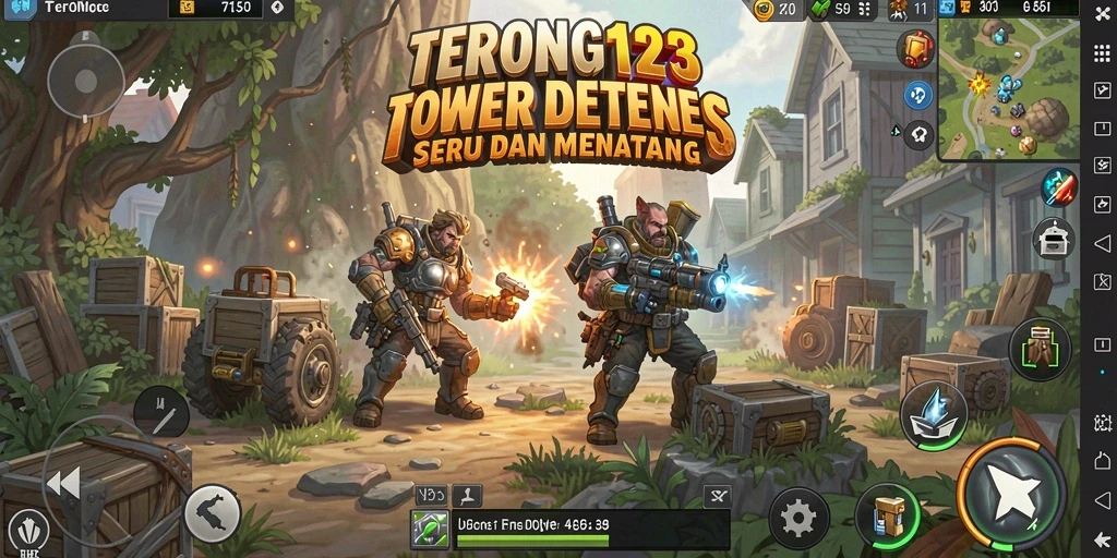 Screenshot menunjukkan aksi seru dari gameplay Tower Defense dalam TERONG123.